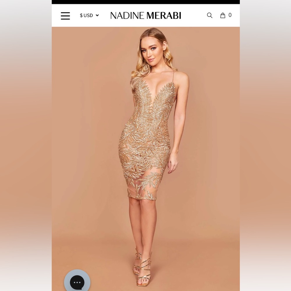 Nadine Merabi gold Talia dress in size small (4)! Sexy, elegant, and timeless.